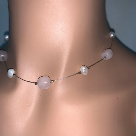Silpada Vintage Sterling *Rose Quartz & Pearl Necklace - Picture 2 of 8